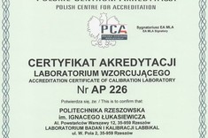 Certyfikat akredytacji AP 226 (nagłówek)